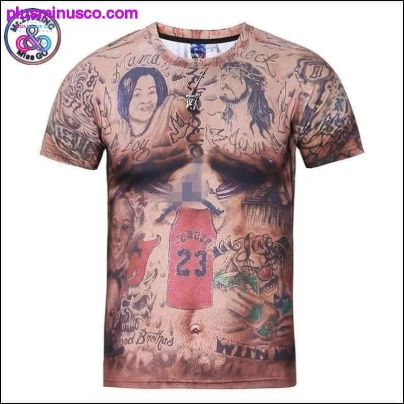 3D Print Tattoo Muscle T-shirt Short Sleeve