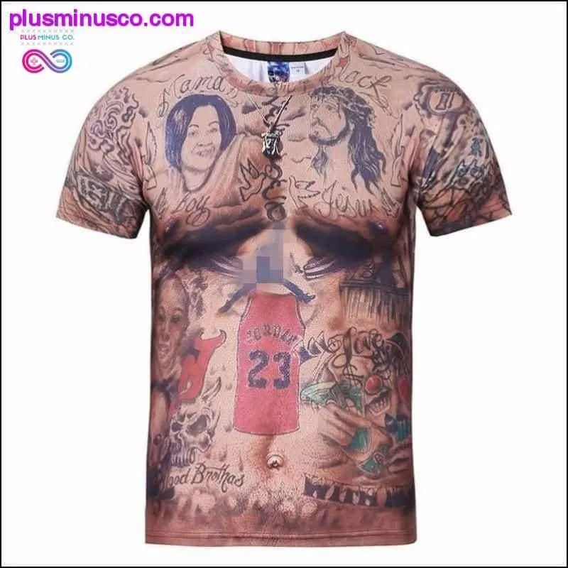 3D Print Tattoo Muscle T-shirt Short Sleeve