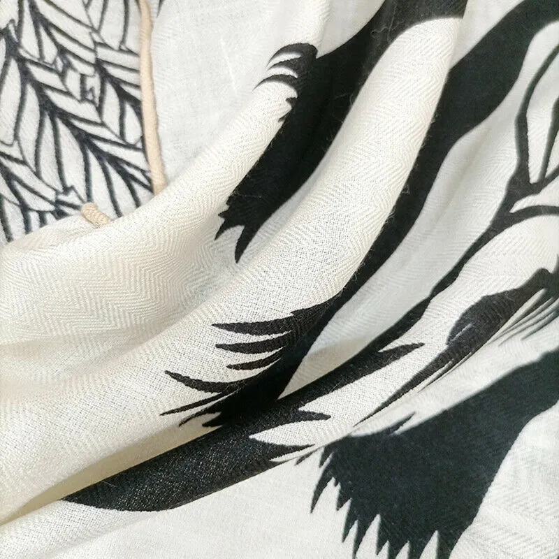 70% Cashmere 30% Silk Scarf Fashion Zebra Shawl Hand Rolled Kerchief 53 Square