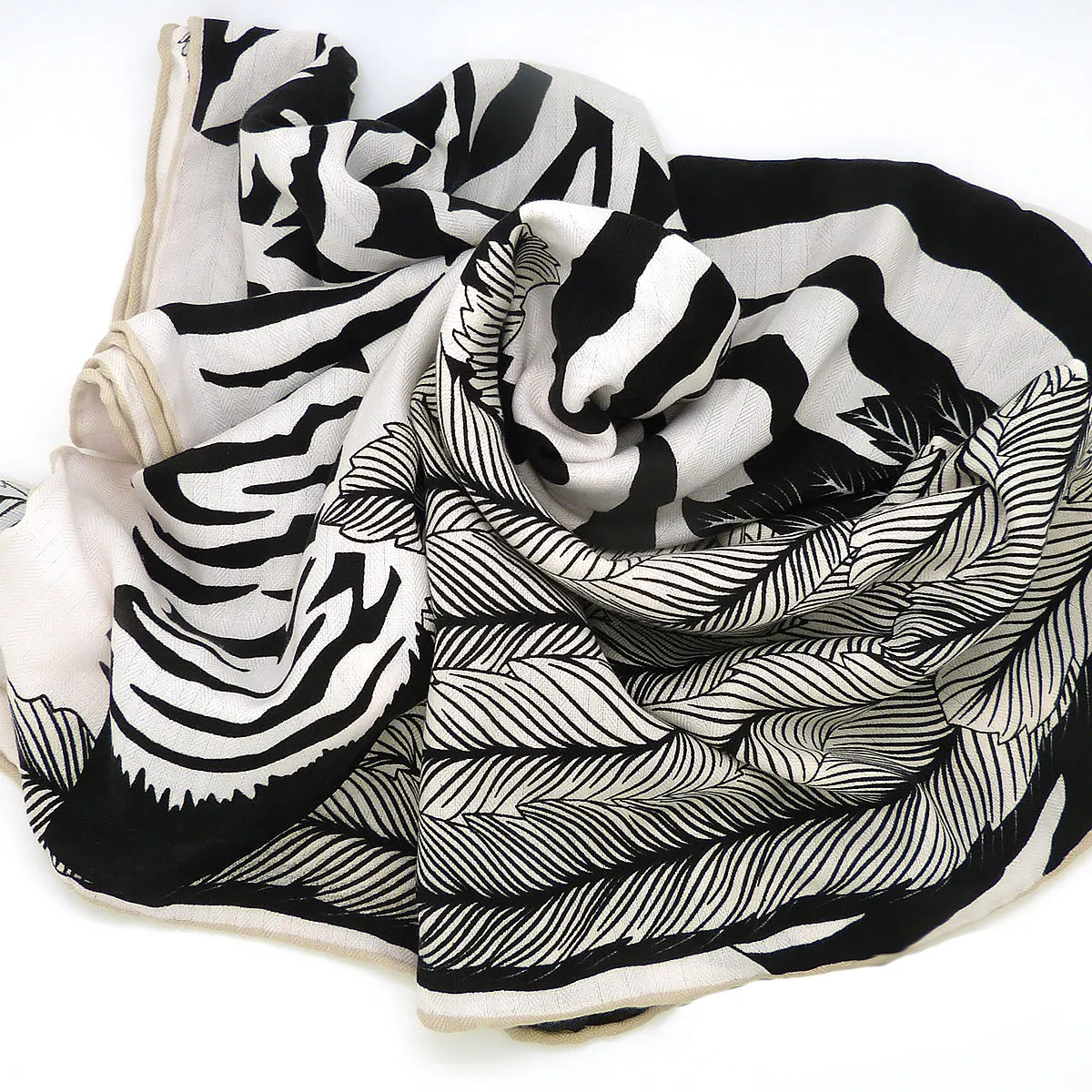 70% Cashmere 30% Silk Scarf Fashion Zebra Shawl Hand Rolled Kerchief 53 Square