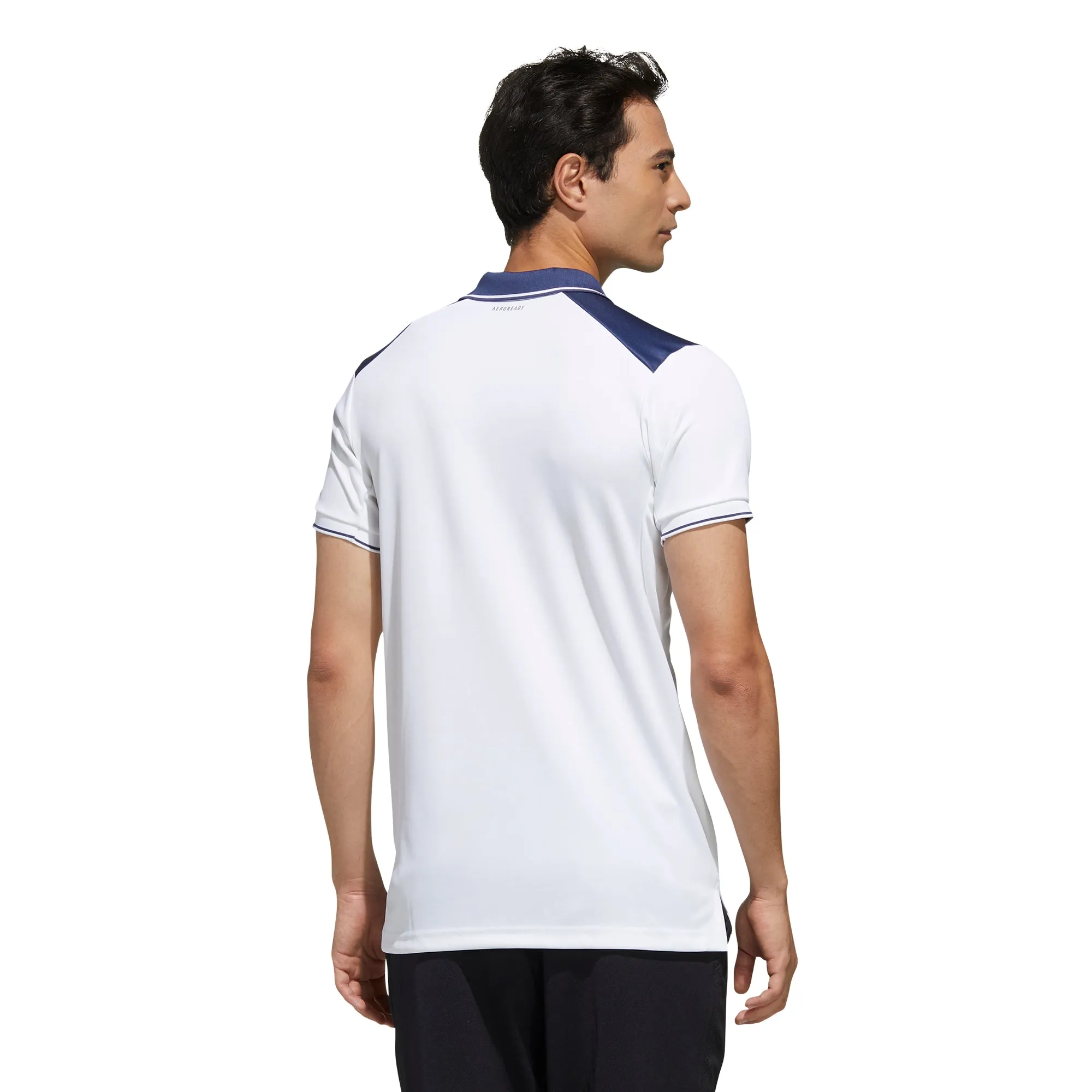 adidas Men's Polo Colorblock Pique - White/Tech Indigo FN1452