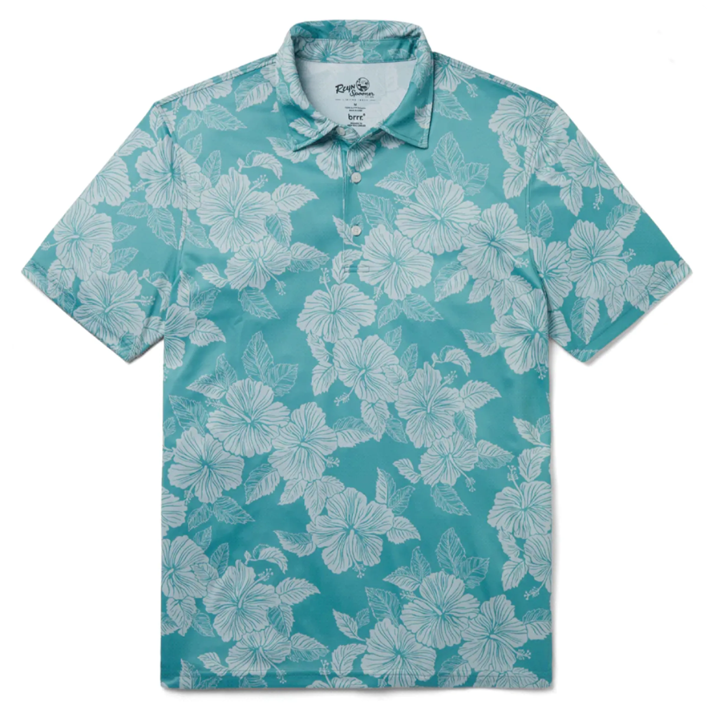 Aloha Biscus Performance Polo - Aqua