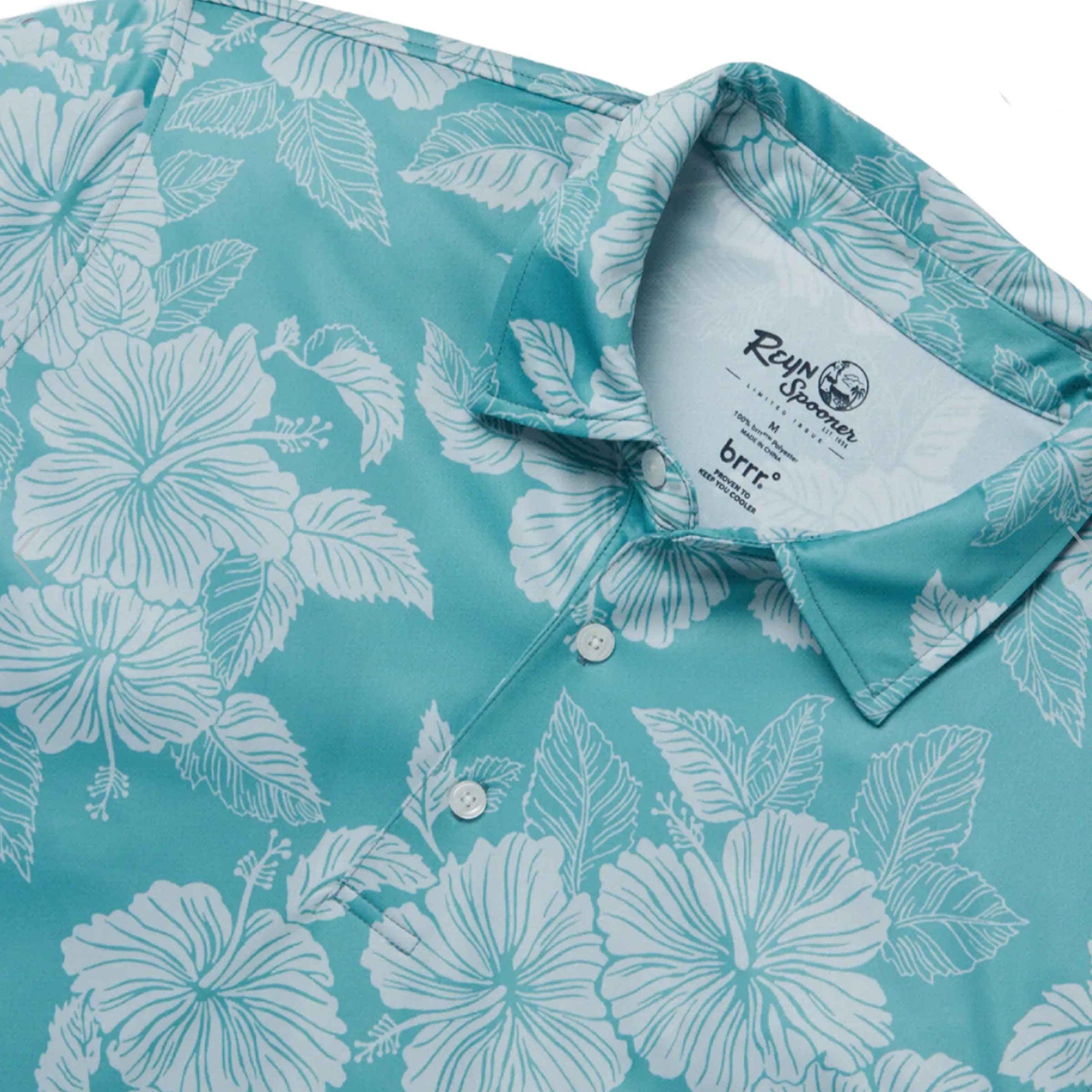 Aloha Biscus Performance Polo - Aqua