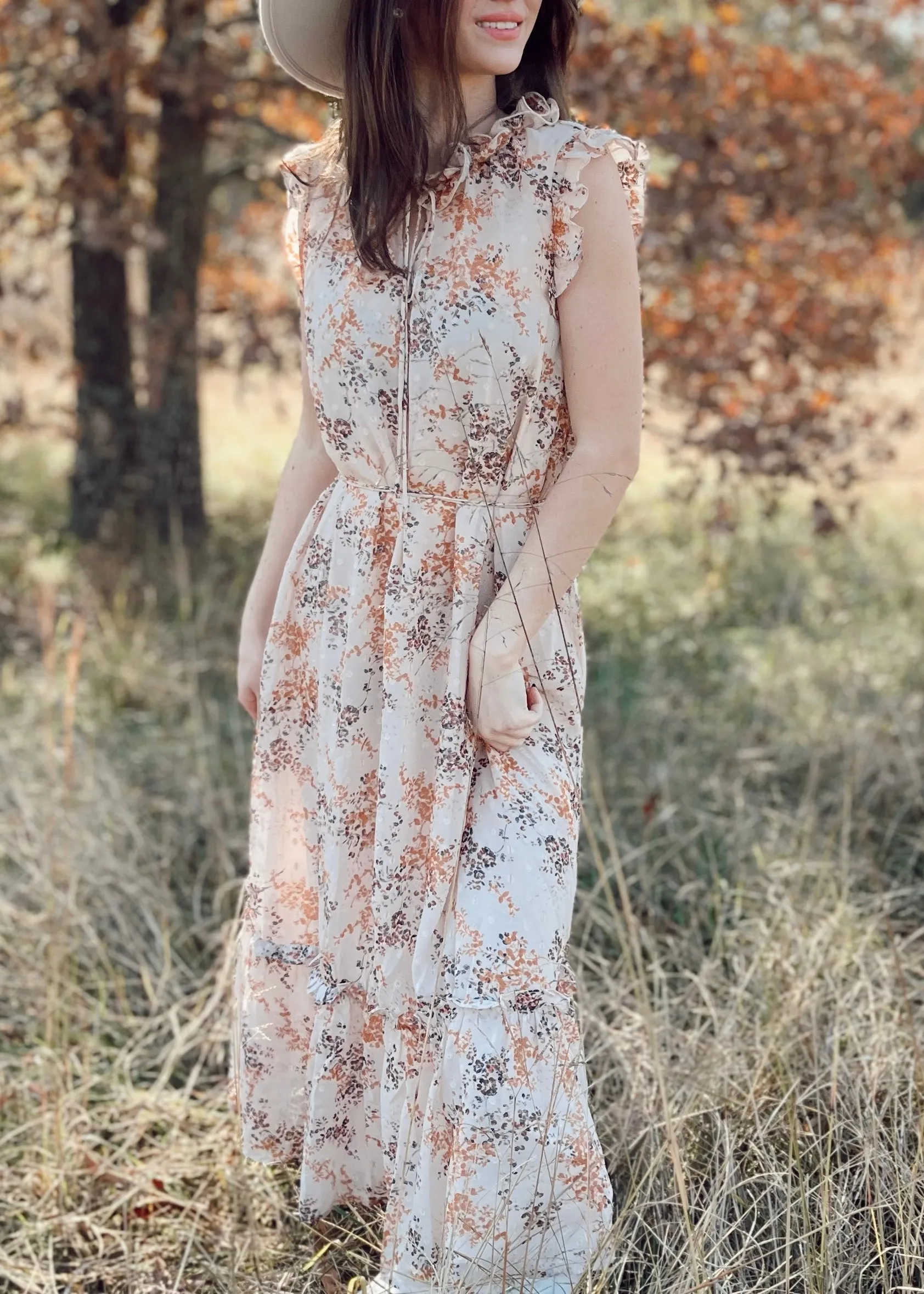 Aureum Fall Days Floral Dress | Ivory/Rust