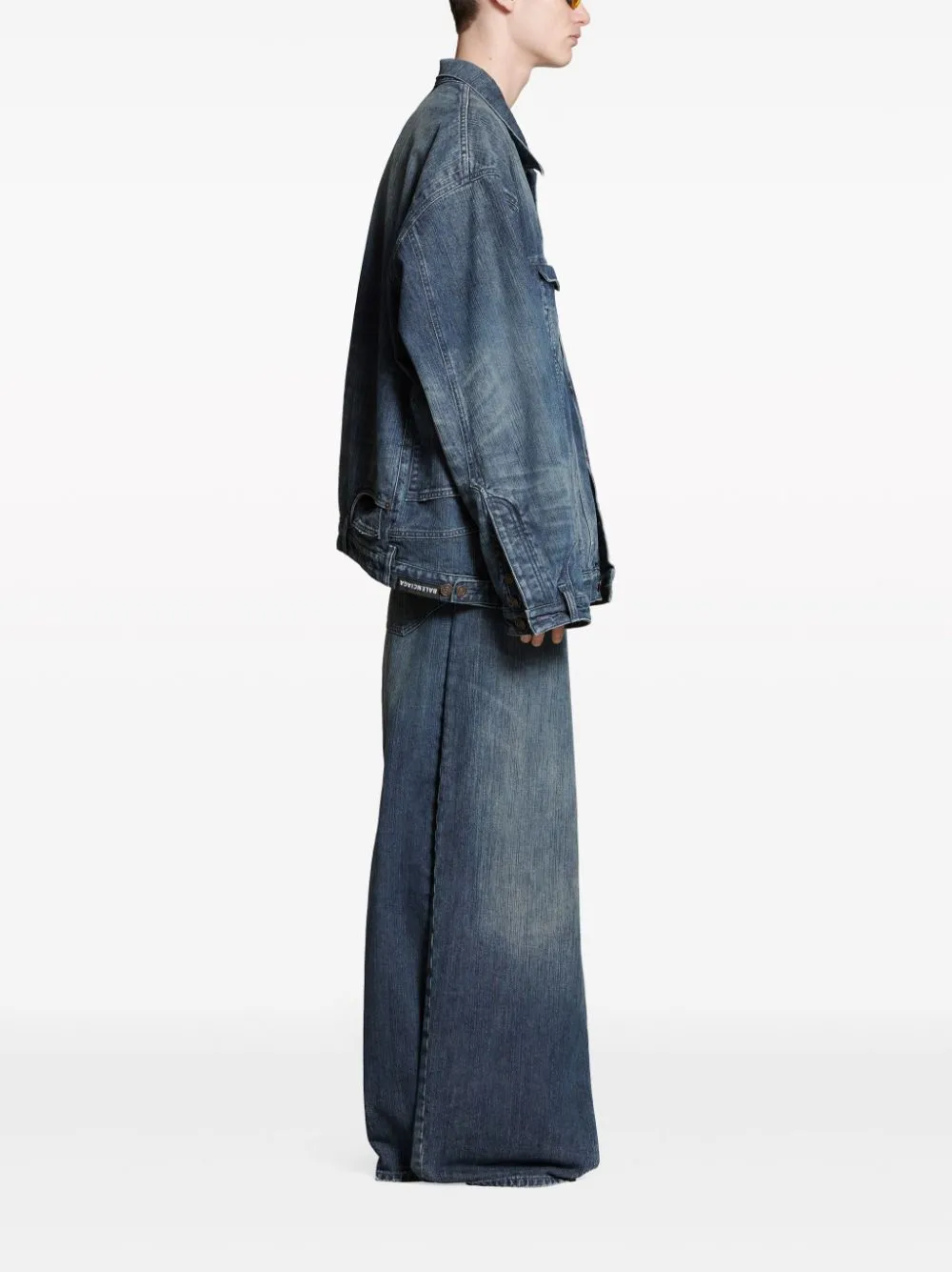 BALENCIAGA Men's Blue Cotton Denim Oversized Jacket for FW23