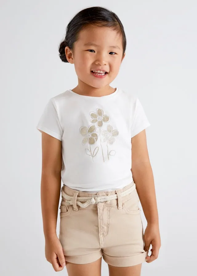 Basic s/s t-shirt for girl - Natural