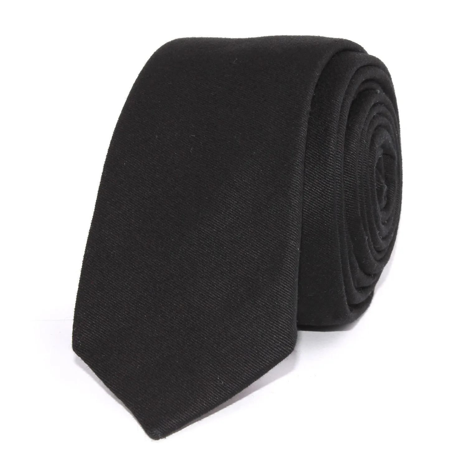 Black Cotton Skinny Tie