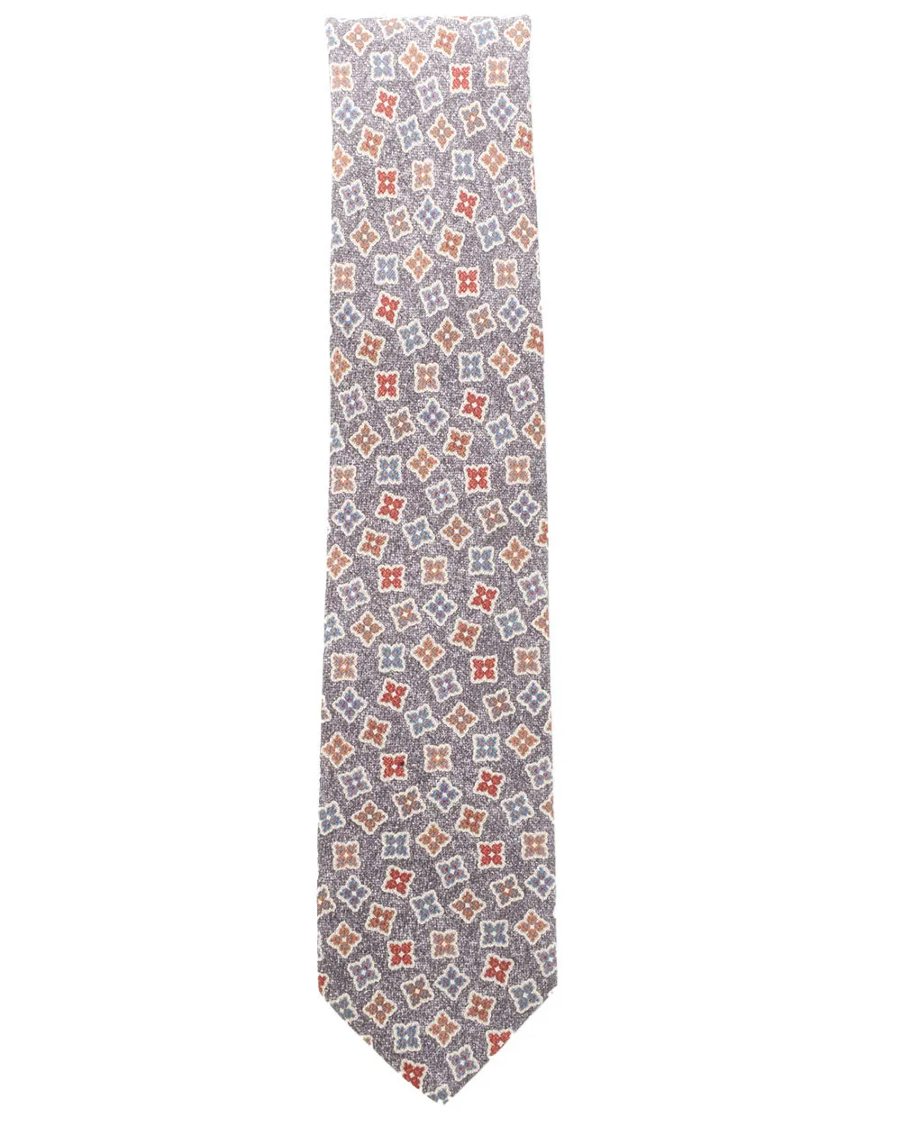 Charcoal and Rust Multi Floral Silk Garza Tie