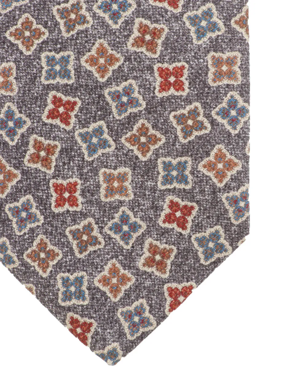 Charcoal and Rust Multi Floral Silk Garza Tie