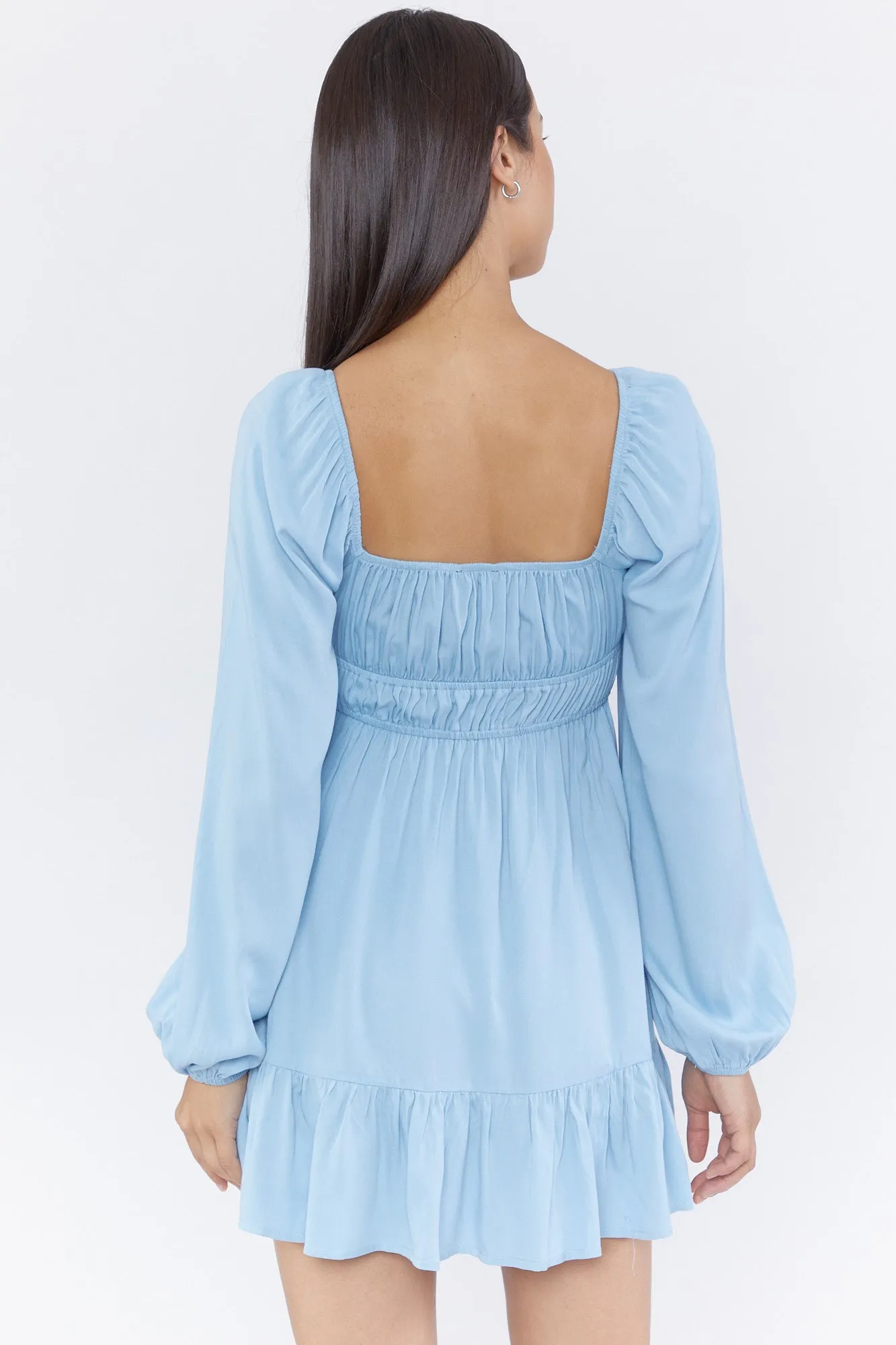 Cinched Waist Long Sleeve Milkmaid Dress