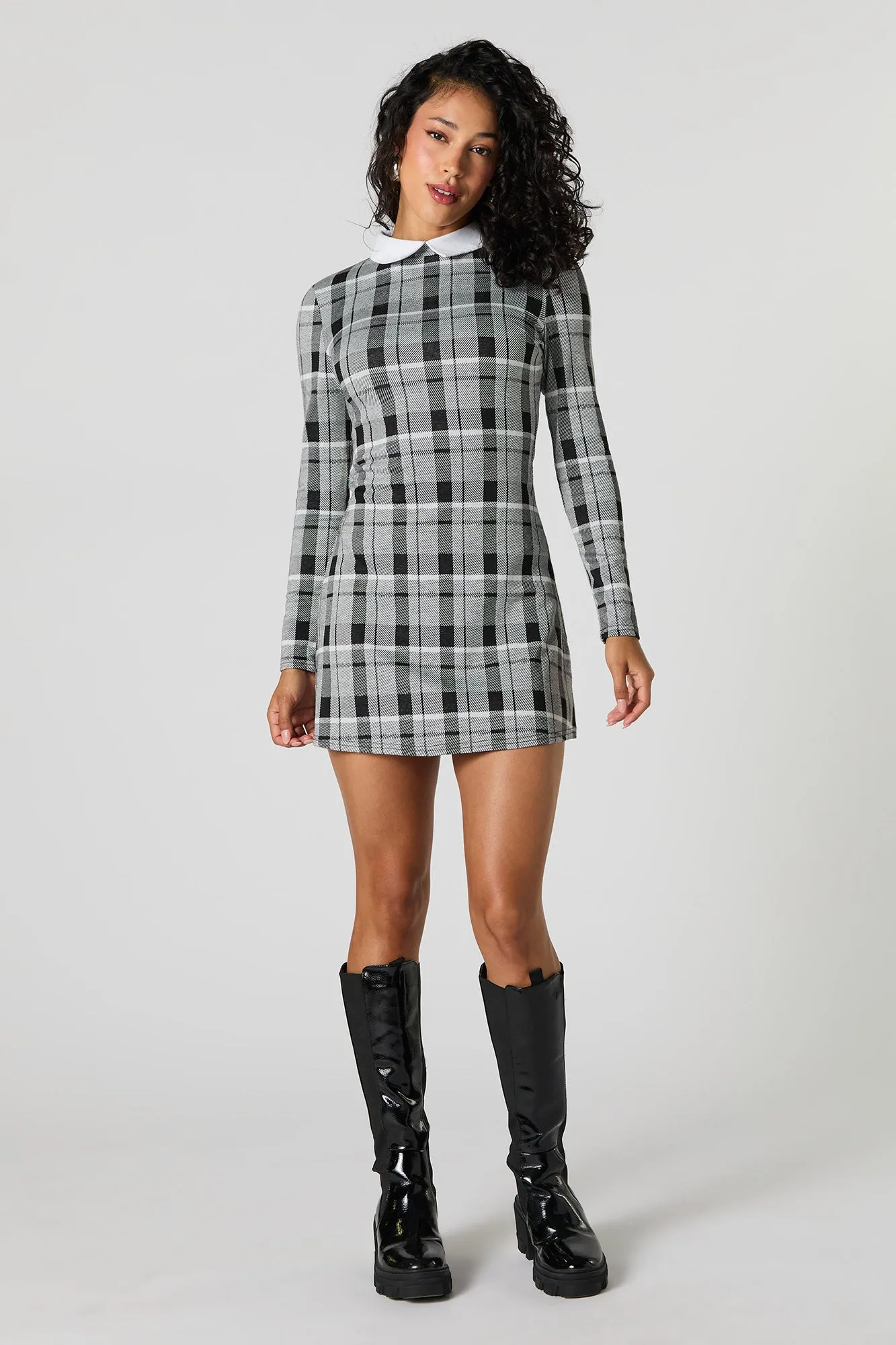 Collared Long Sleeve Mini Dress