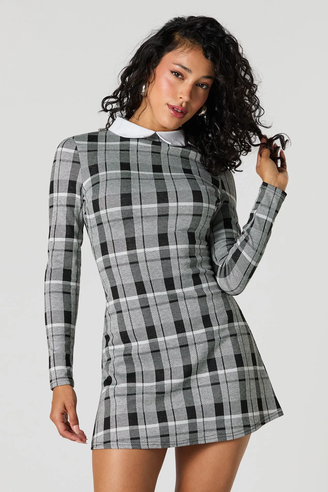 Collared Long Sleeve Mini Dress