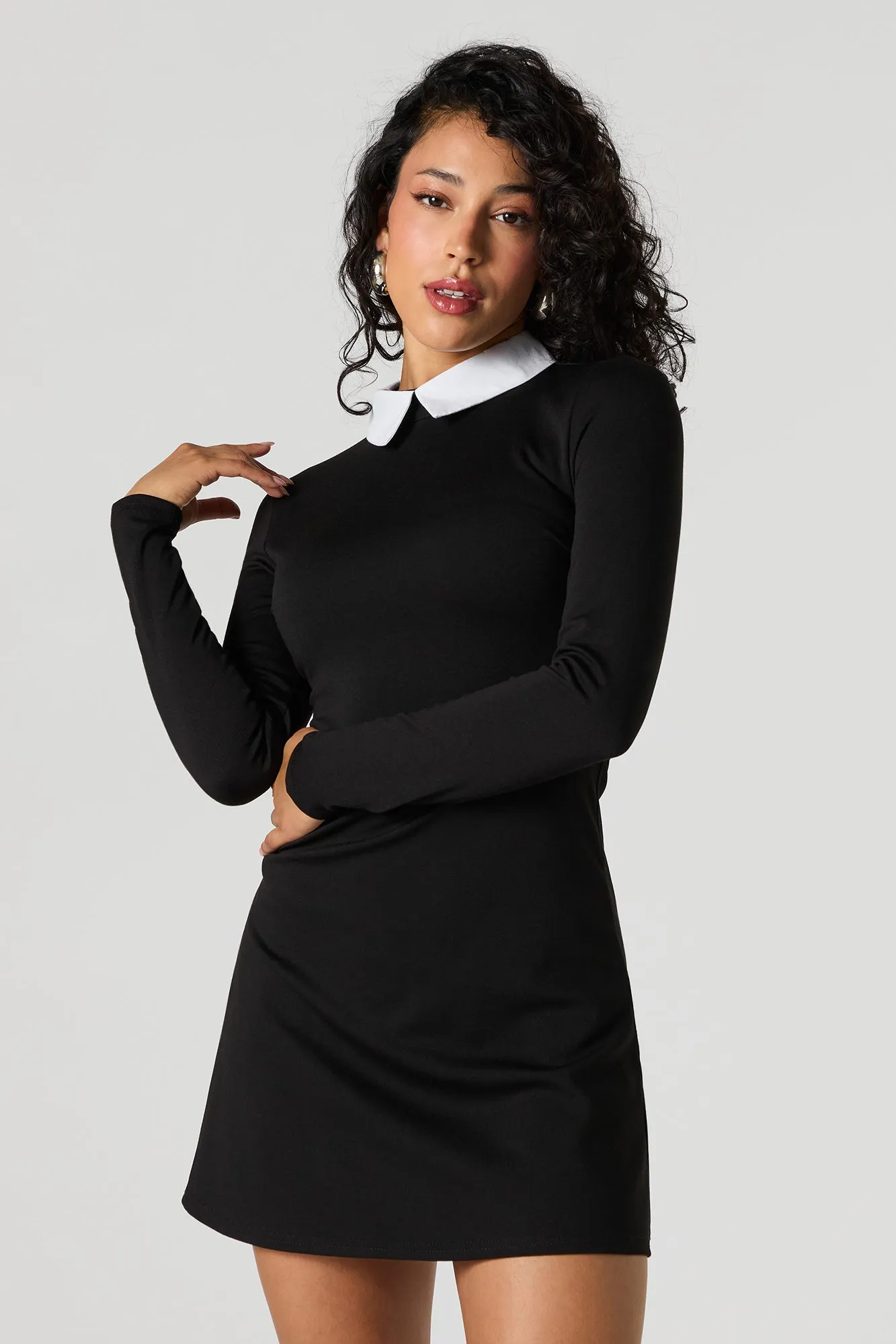 Collared Long Sleeve Mini Dress