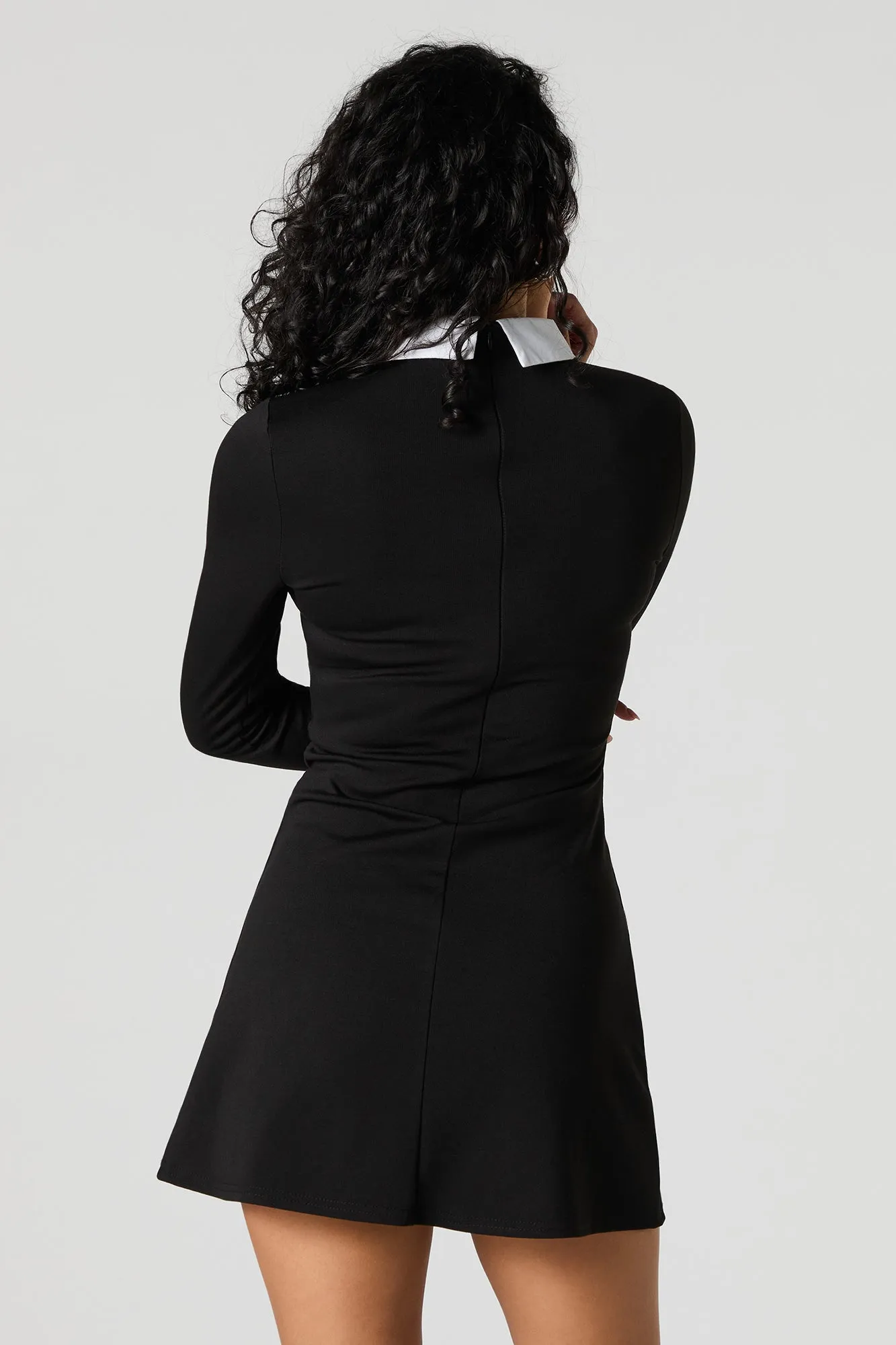 Collared Long Sleeve Mini Dress