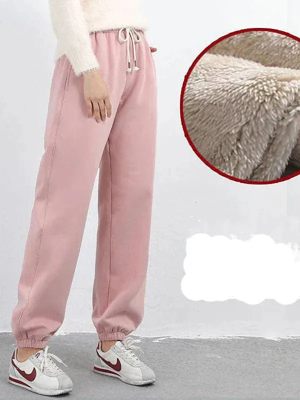 Comfy and Stylish Women's Fleece Lined Sweatpants Joggers for Fall and Winter