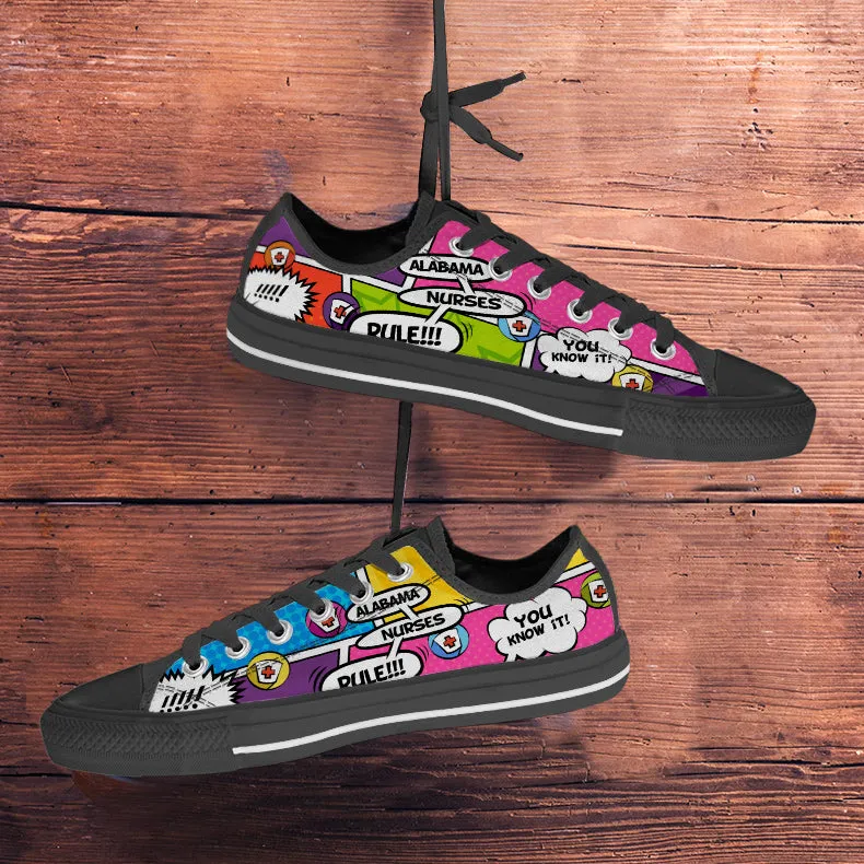 Comic Alabama Nurse Low Top Shoes Black