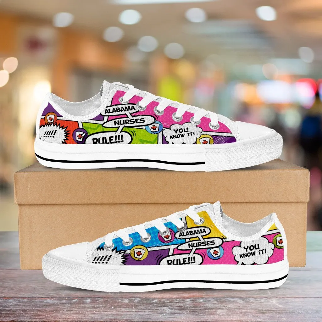 Comic Alabama Nurse Low Top Shoes White