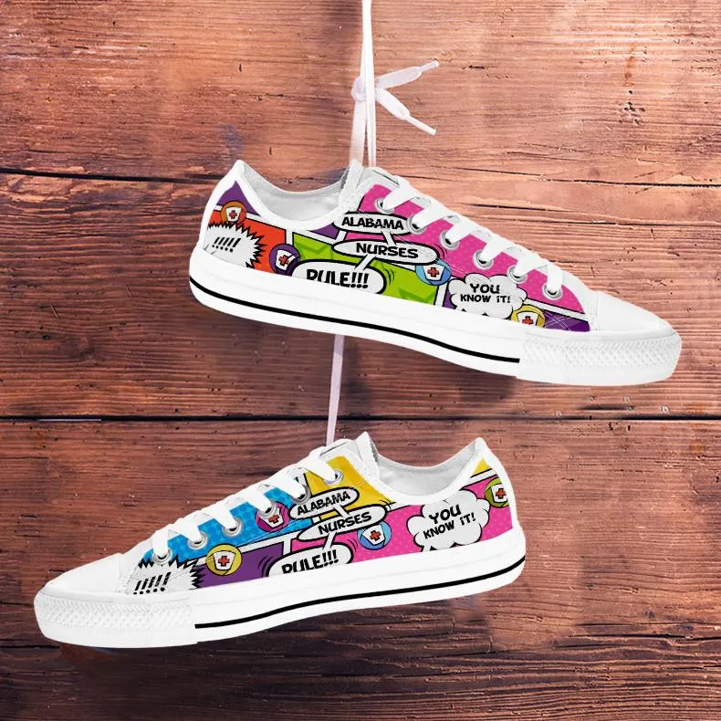 Comic Alabama Nurse Low Top Shoes White