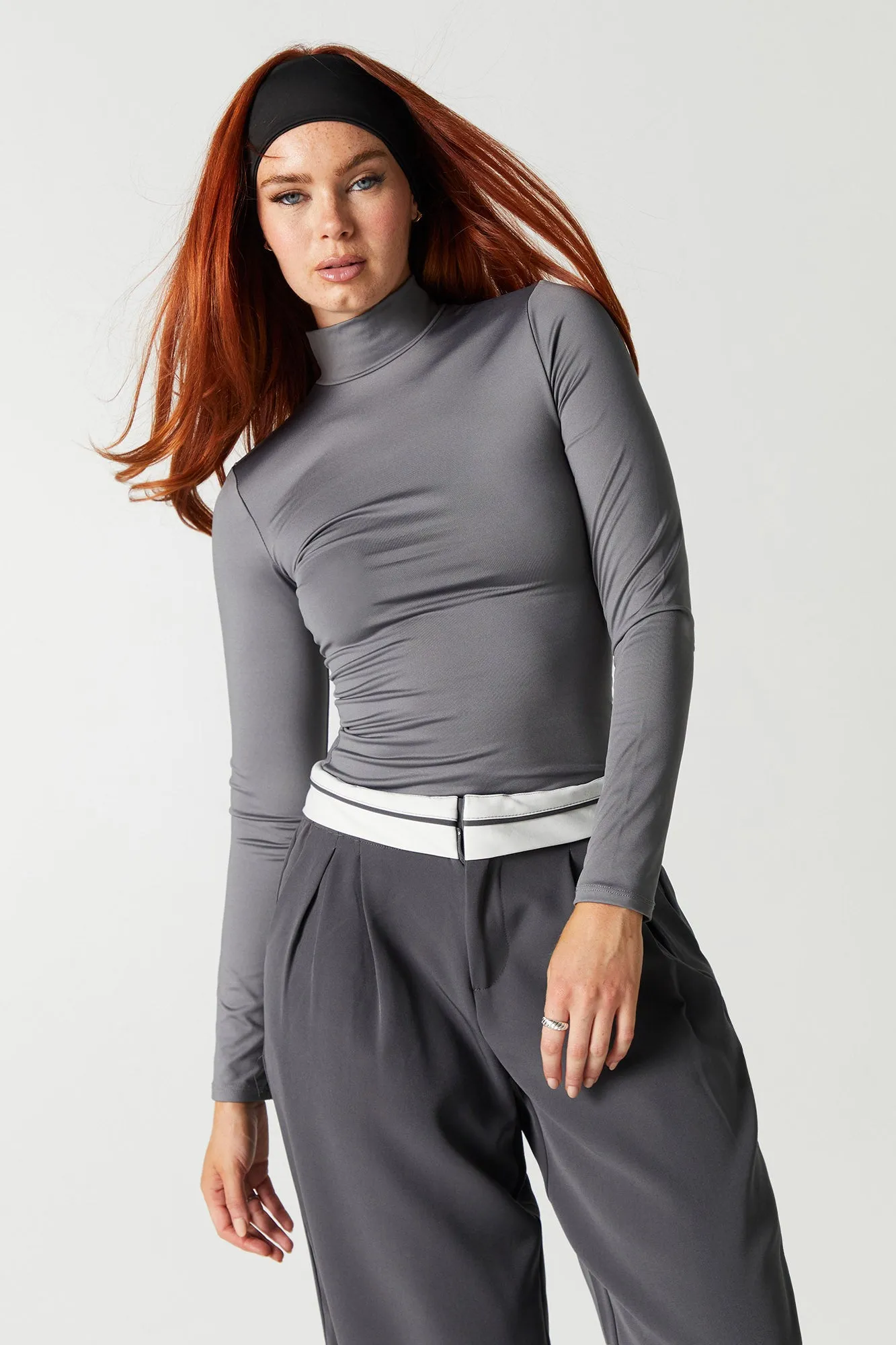 Contour Mock Neck Long Sleeve Top