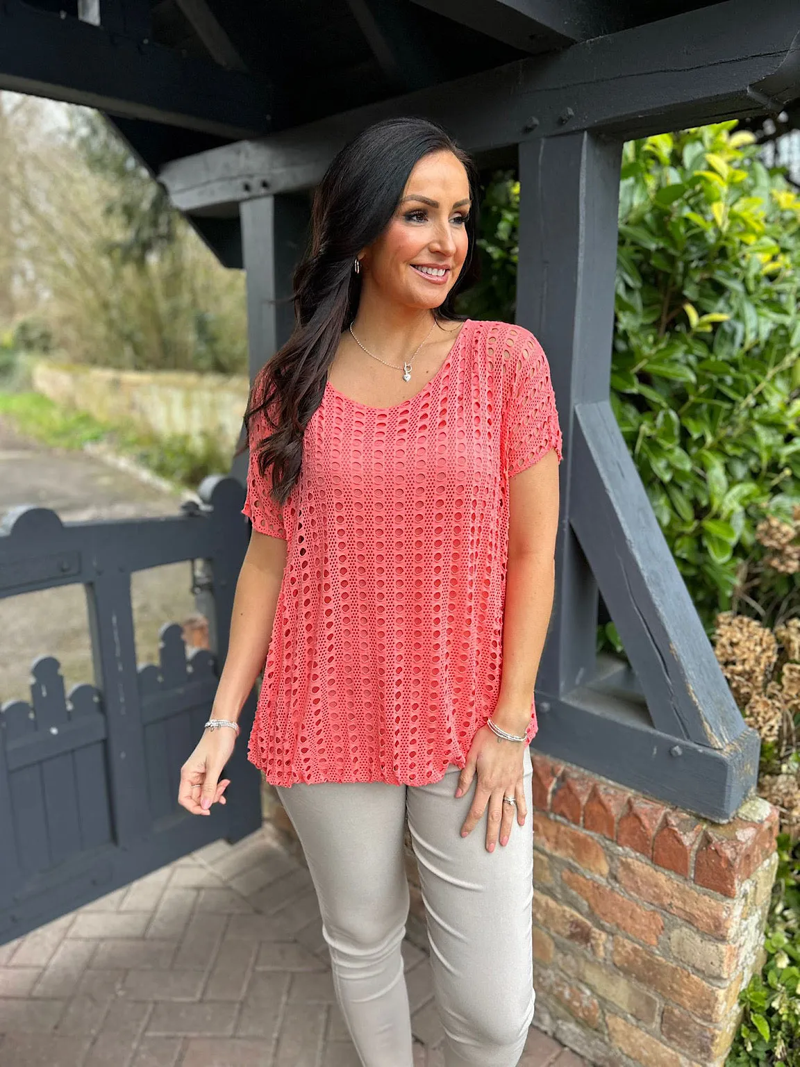 Coral Short Sleeve Multi Holes Top Finn