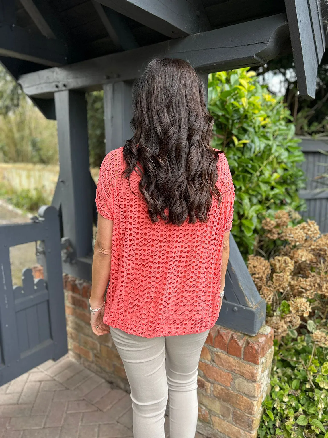 Coral Short Sleeve Multi Holes Top Finn