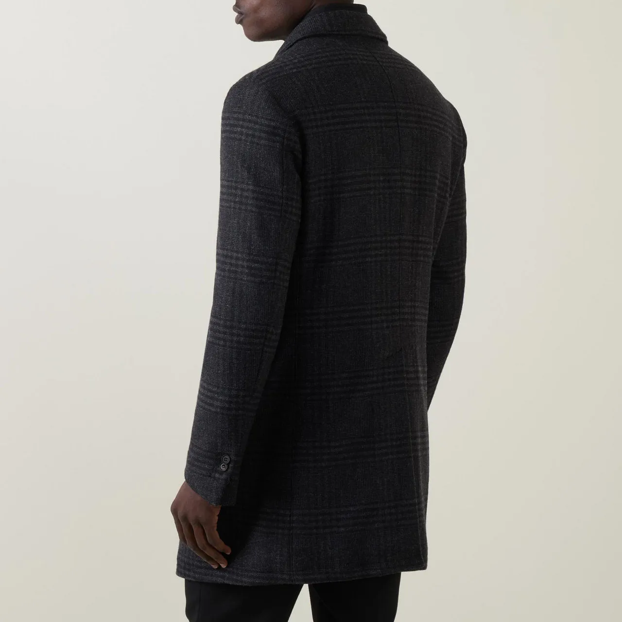 CORNELIANI Check Single-Breasted Coat - Charcoal