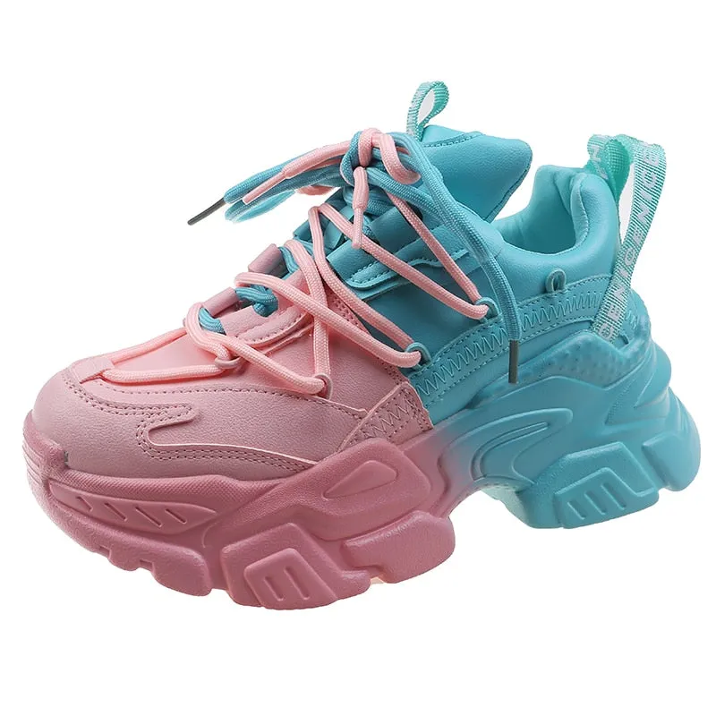 COTTON CANDY TWO TONE THICK BOTTOM SHOES