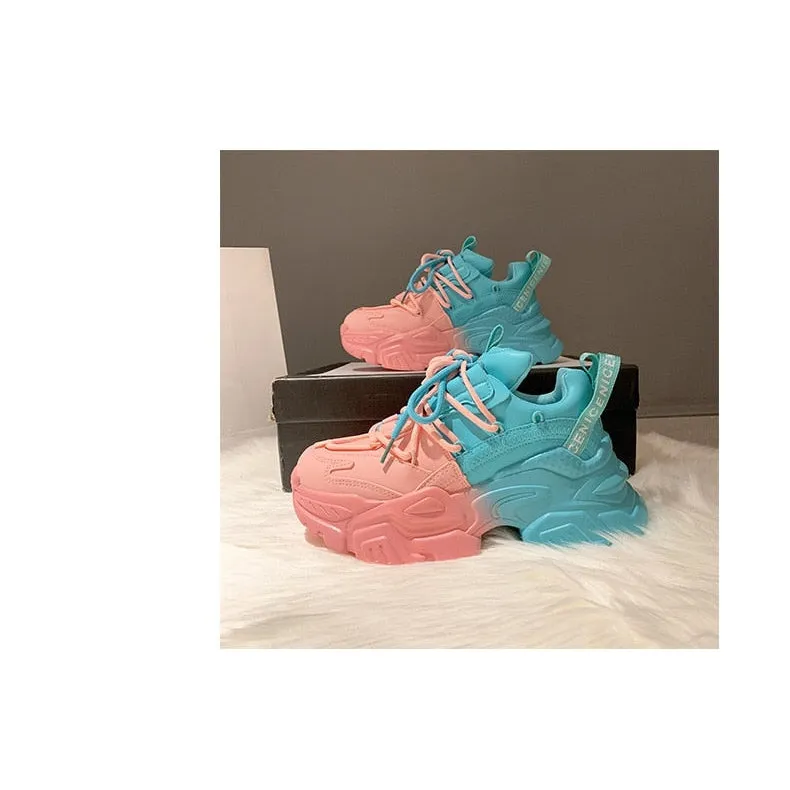 COTTON CANDY TWO TONE THICK BOTTOM SHOES