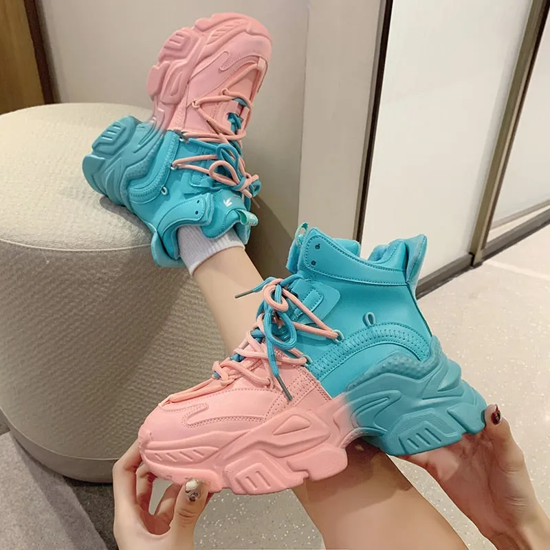 COTTON CANDY TWO TONE THICK BOTTOM SHOES