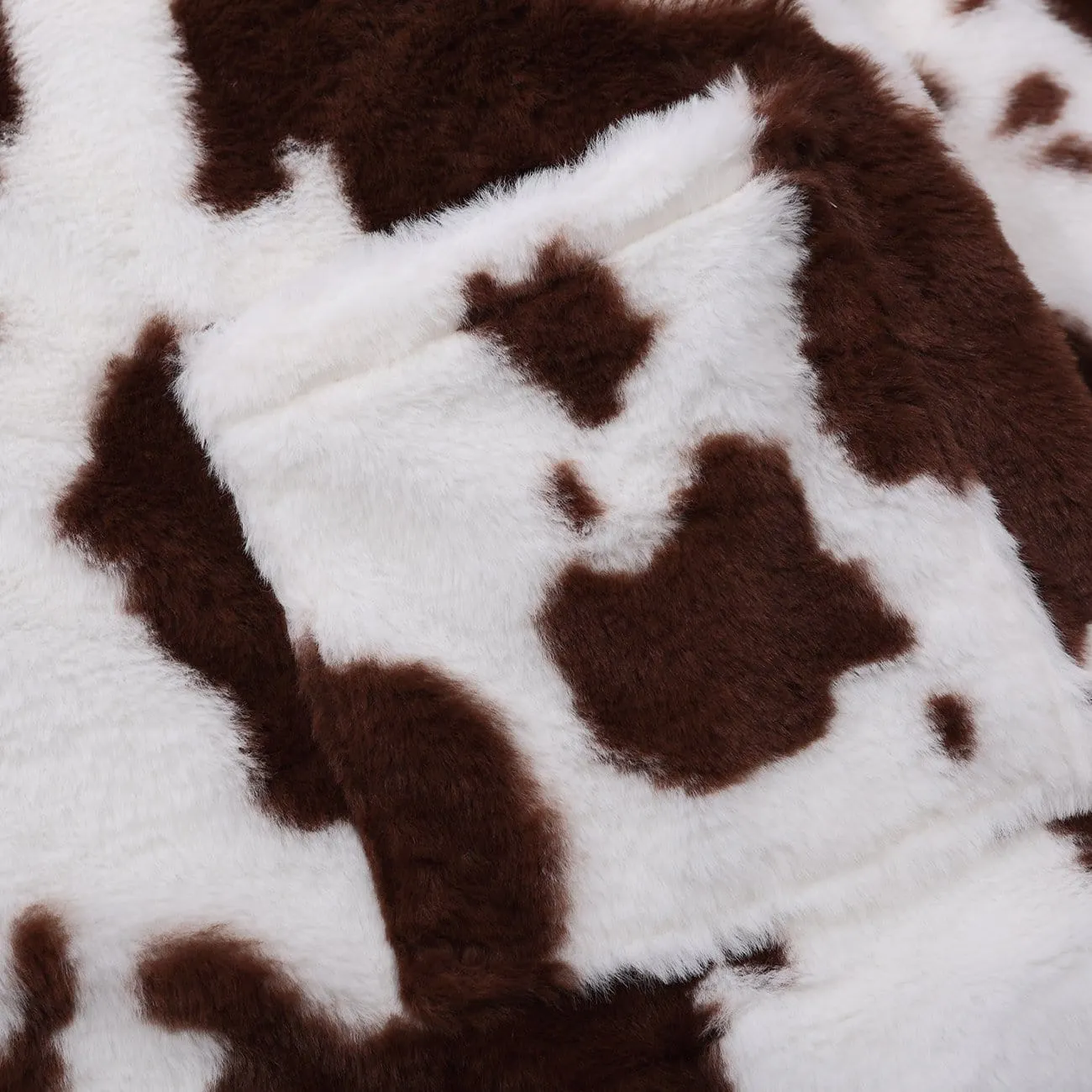 Cow Pattern Print Buckle Sherpa Winter Coat