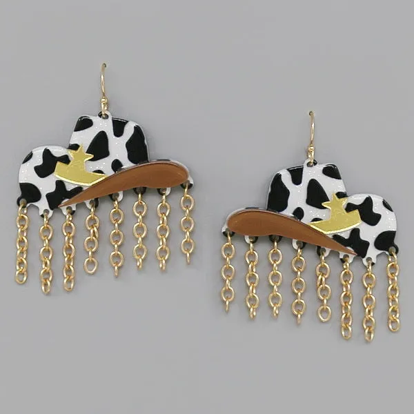 Cowboy Hat Western Theme Acrylic Earrings