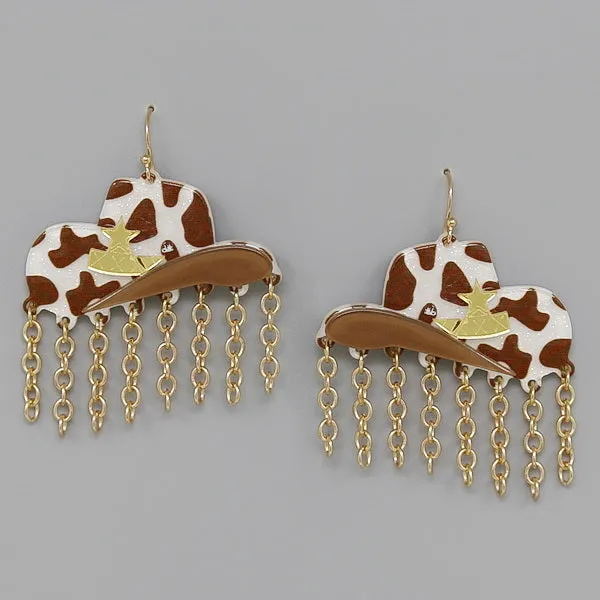 Cowboy Hat Western Theme Acrylic Earrings