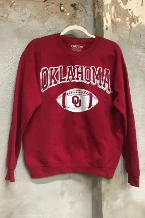 Crimson OU Sooners Wonka Football Thrifted Sweatshirt