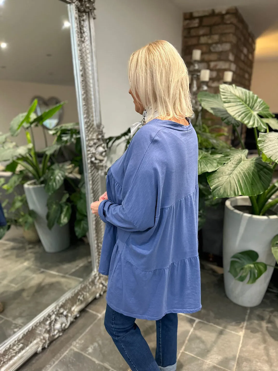 Denim Button Tiered Tunic Maisie