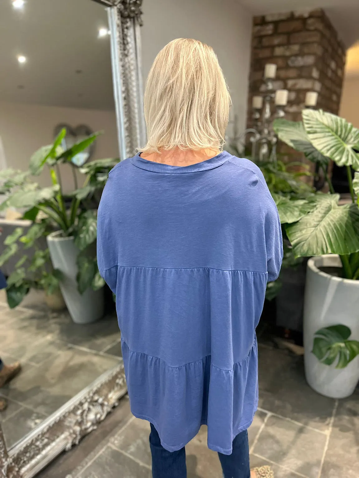 Denim Button Tiered Tunic Maisie