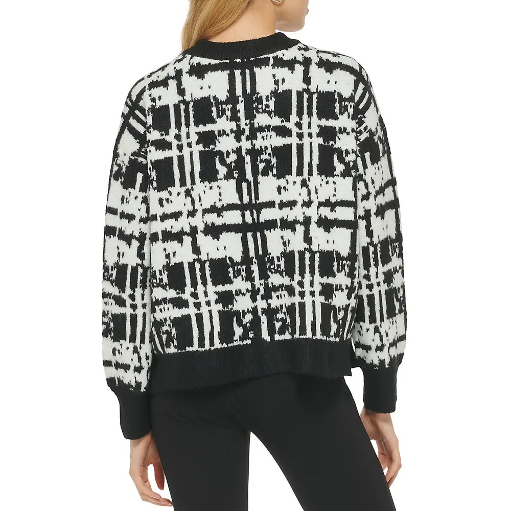 DKNY Relaxed-Fit Plaid Sweater