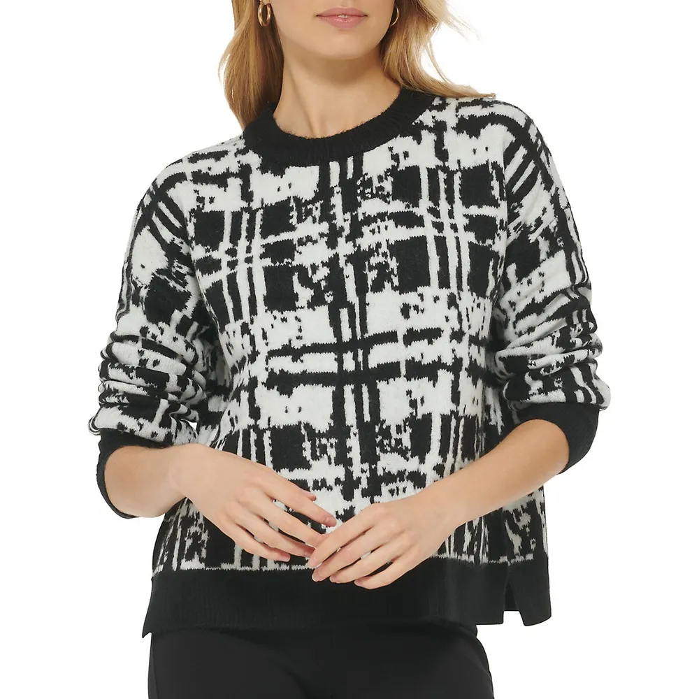 DKNY Relaxed-Fit Plaid Sweater