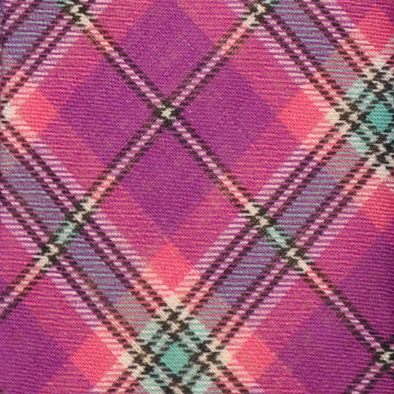 F.Marino Handmade Tie Linen Silk 3-Fold Tartan Magenta