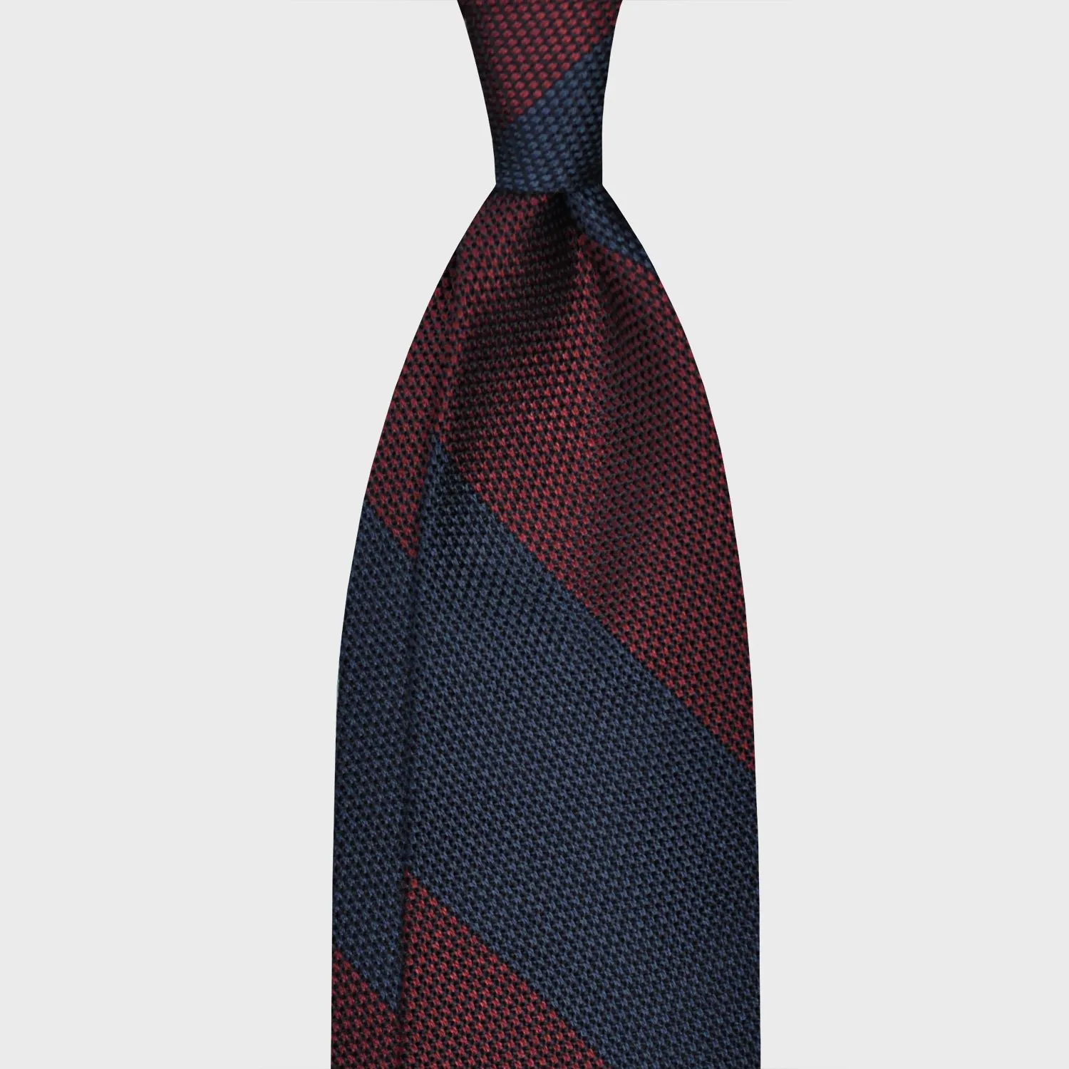 F.Marino Regimental Grenadine Silk Tie 3 Folds Wide Striped Burgundy