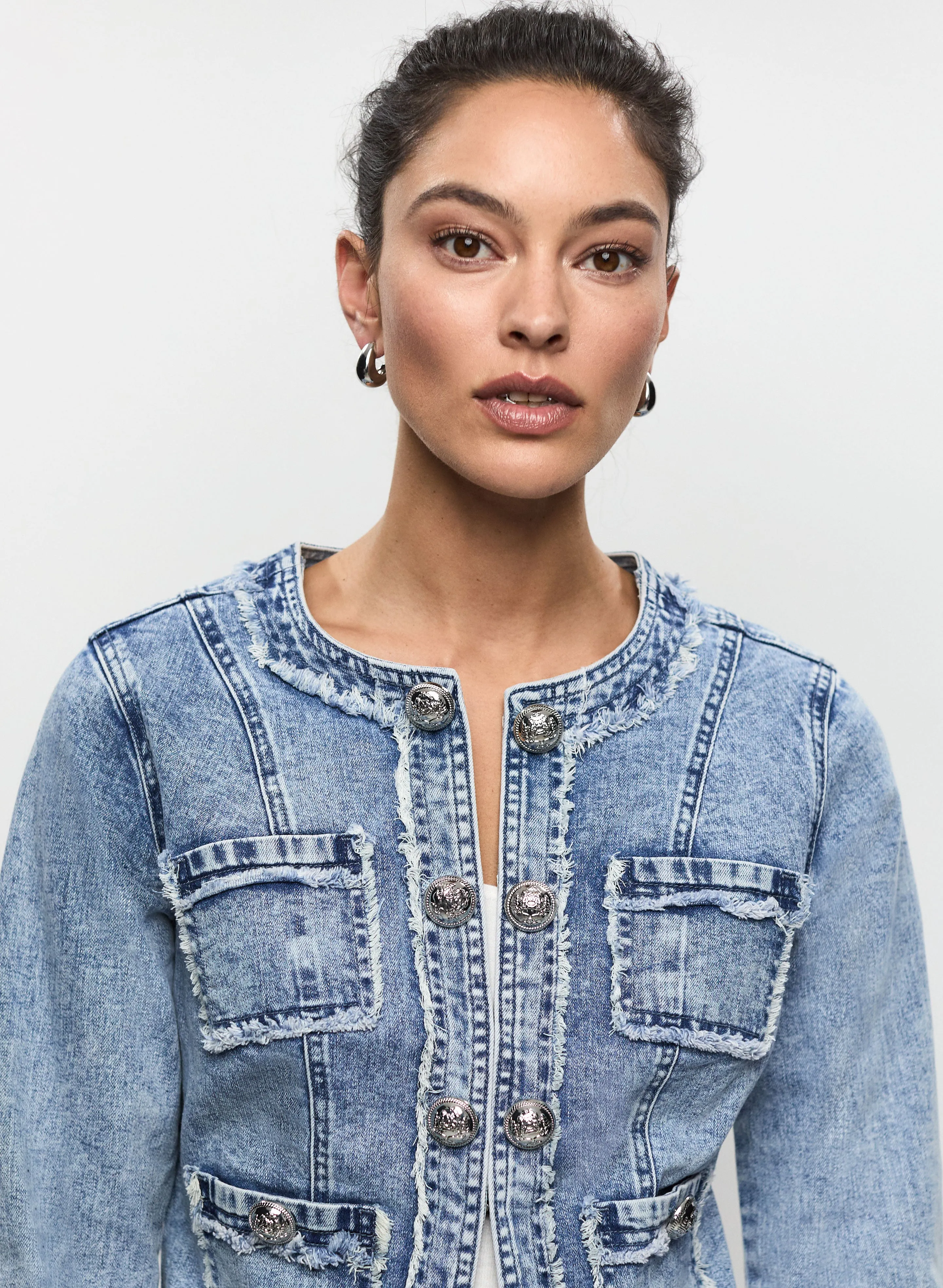 Frayed Trim Denim Jacket