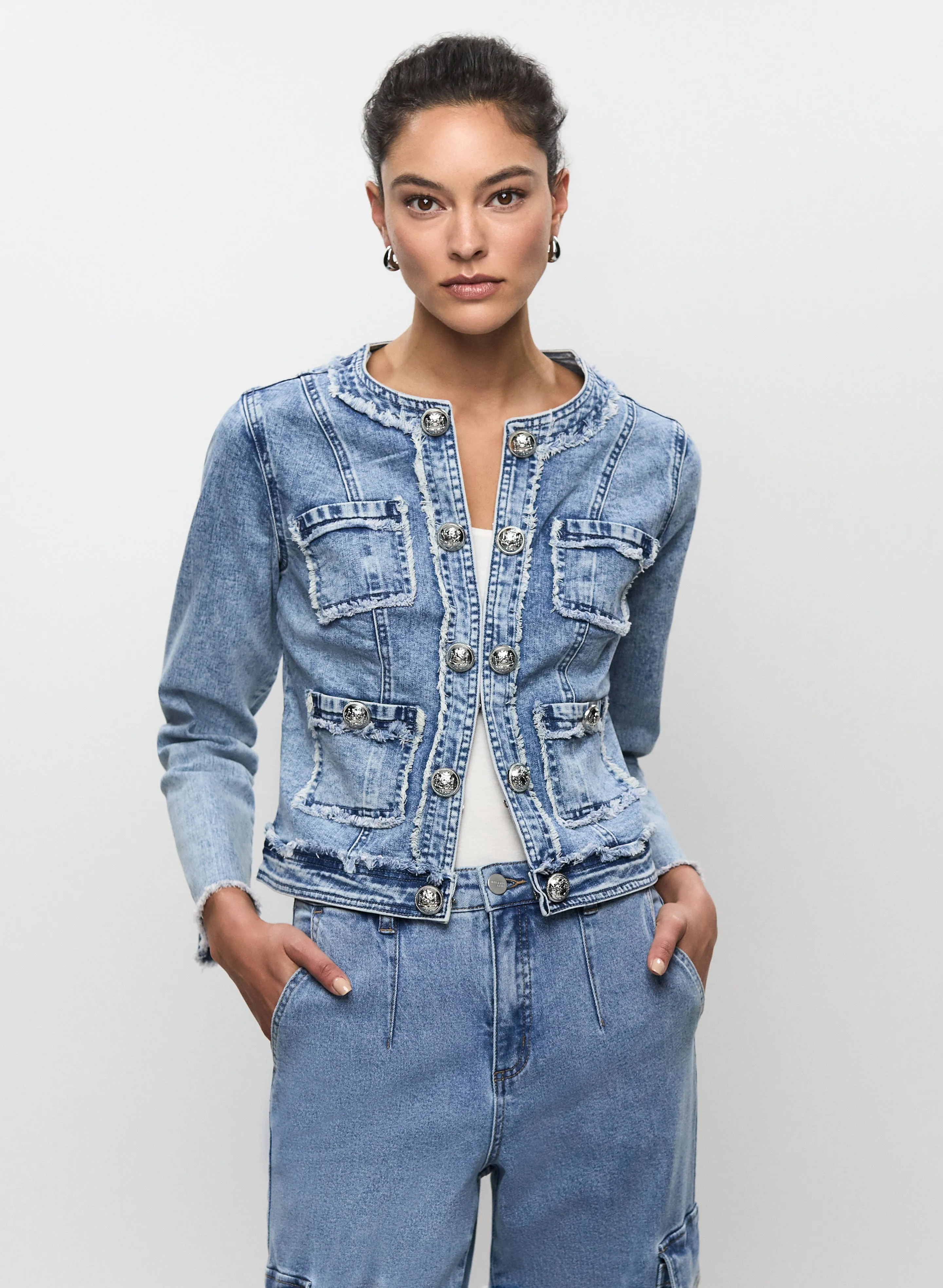 Frayed Trim Denim Jacket