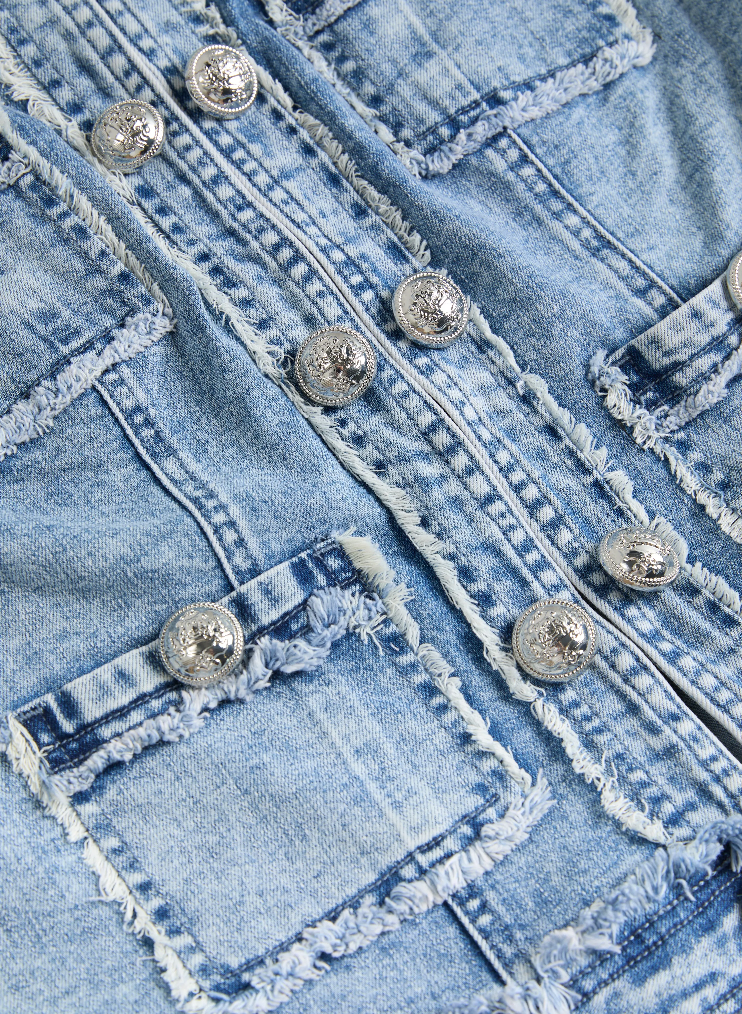 Frayed Trim Denim Jacket