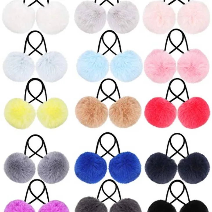 Furry Pompom Hair Ties