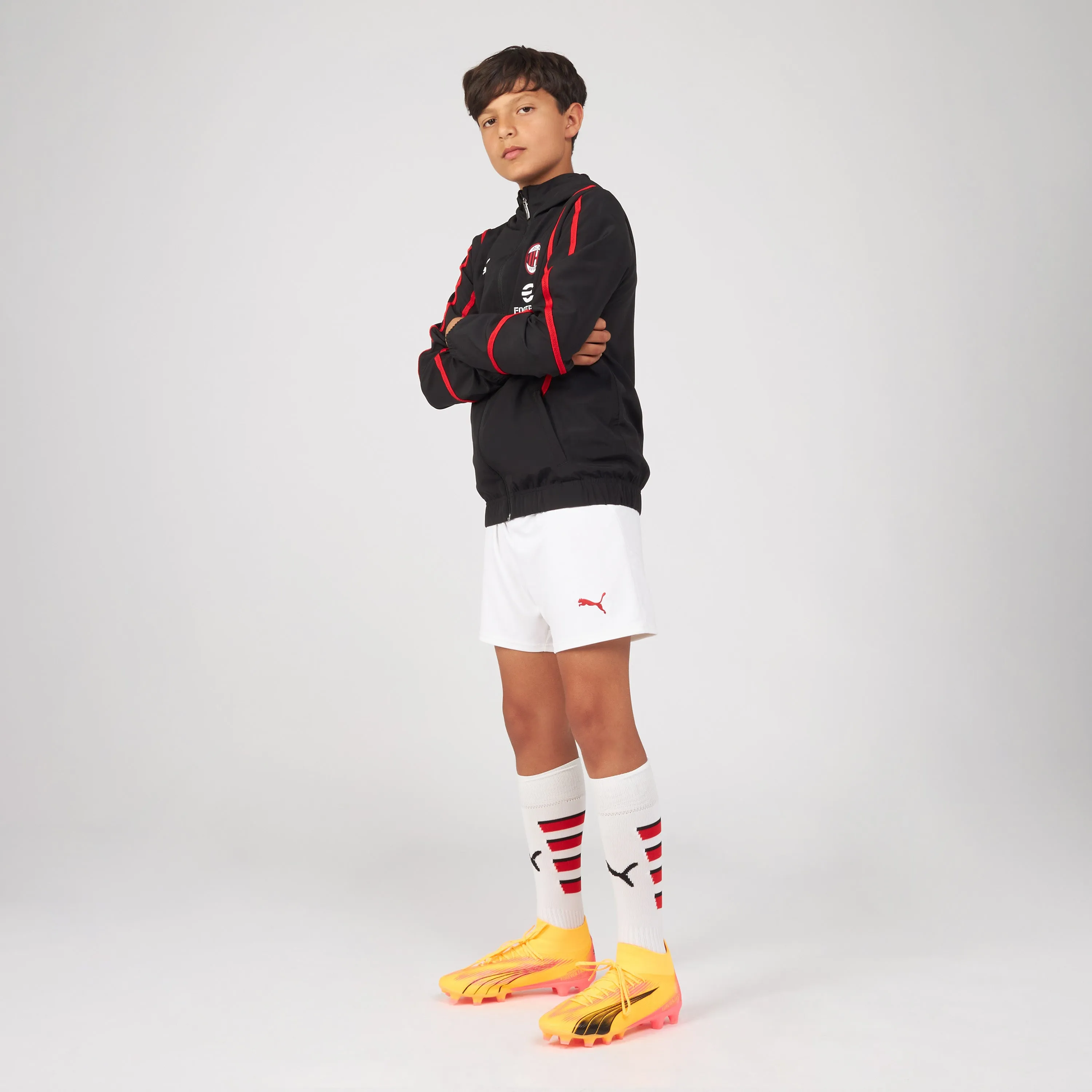 GIACCA BAMBINO MILAN PREMATCH 2024/25 CON ZIP E CAPPUCCIO