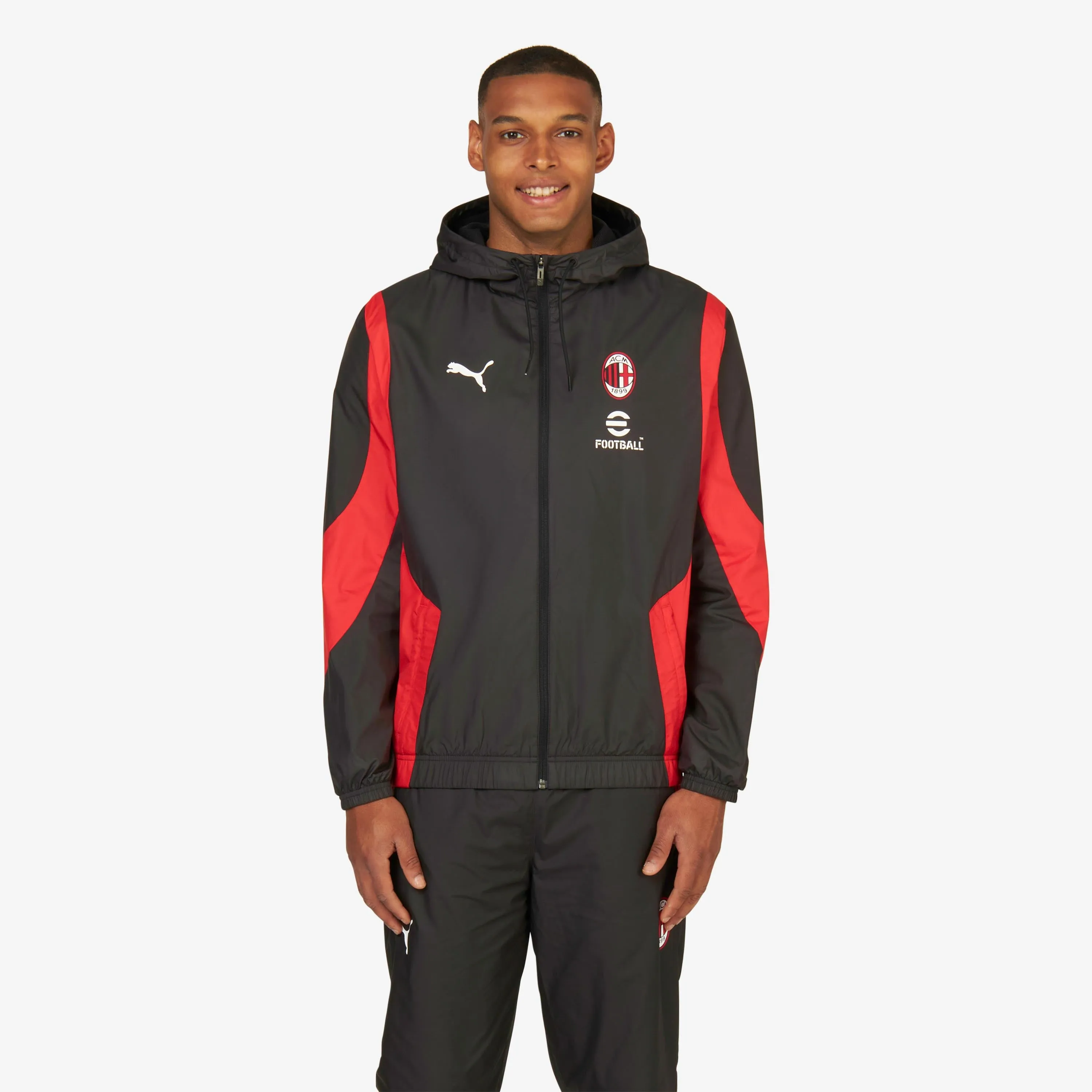 GIACCA MILAN PREMATCH 2023/24 CON ZIP E CAPPUCCIO