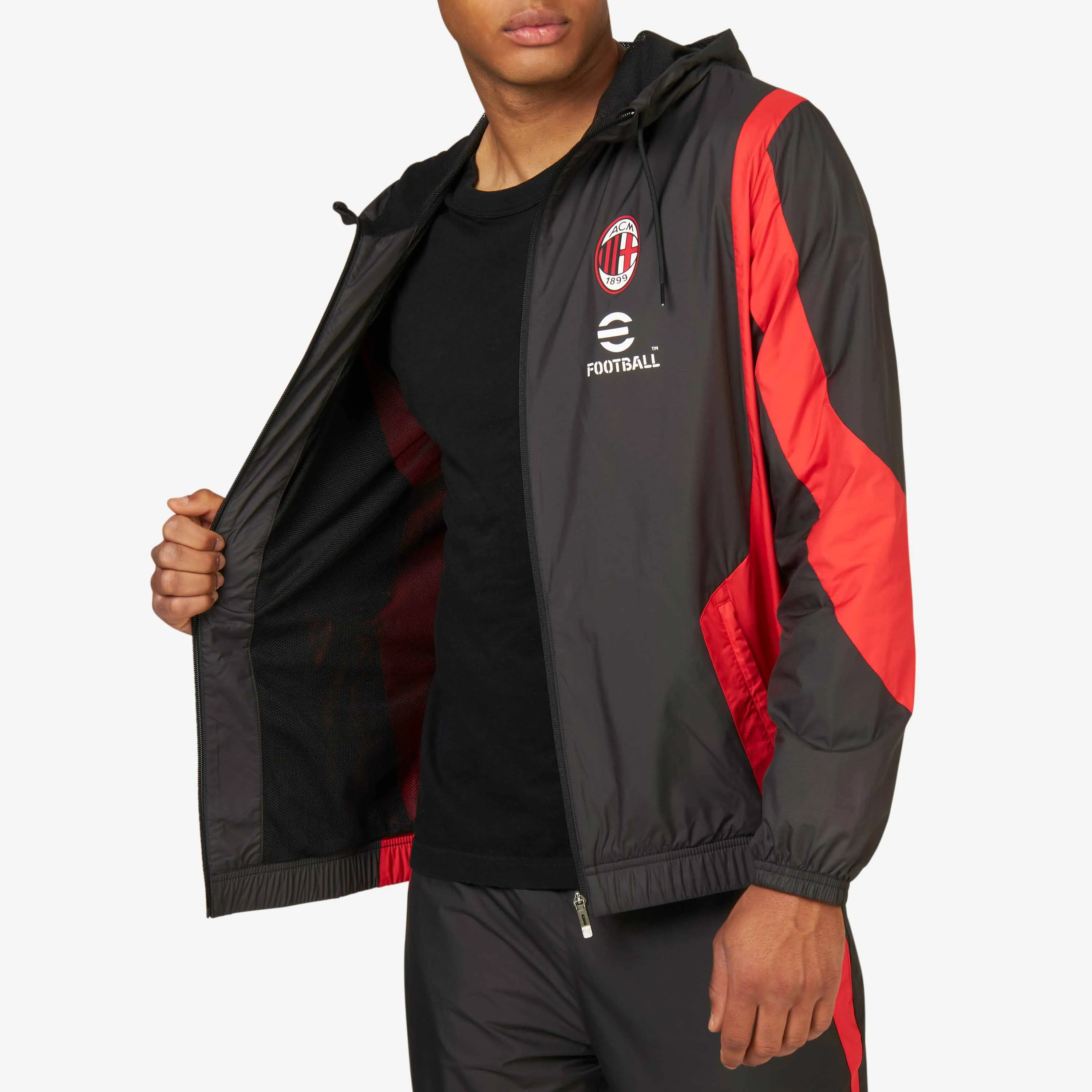 GIACCA MILAN PREMATCH 2023/24 CON ZIP E CAPPUCCIO