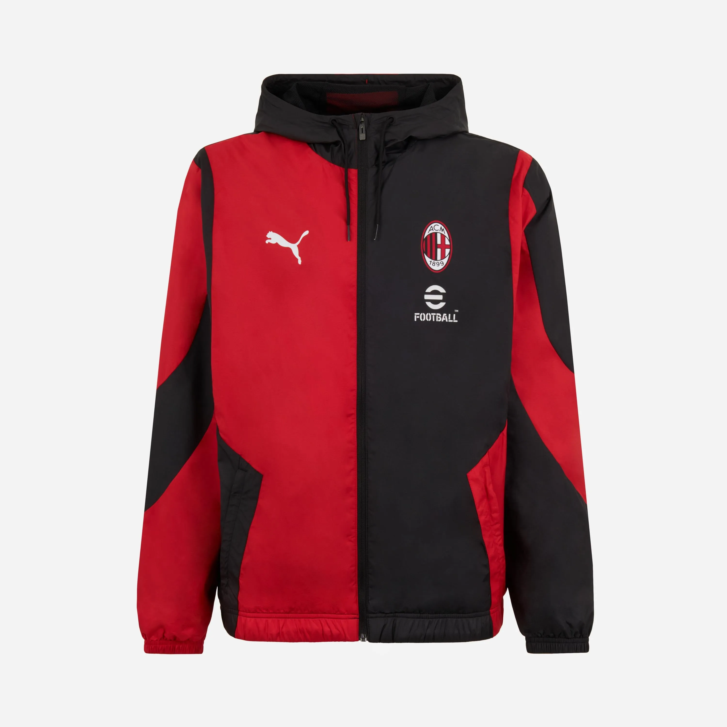 GIACCA MILAN PREMATCH 2024 CON ZIP E CAPPUCCIO