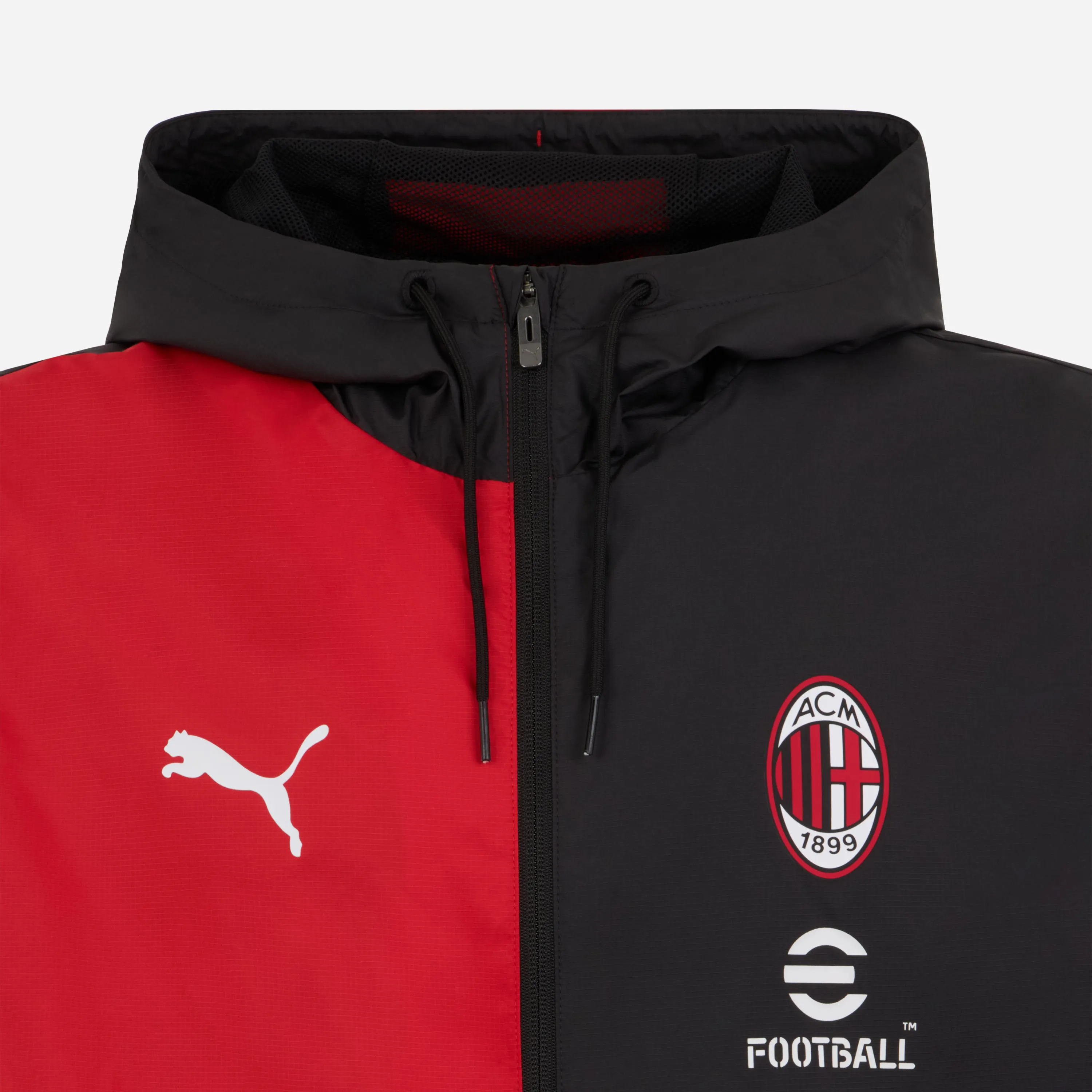 GIACCA MILAN PREMATCH 2024 CON ZIP E CAPPUCCIO