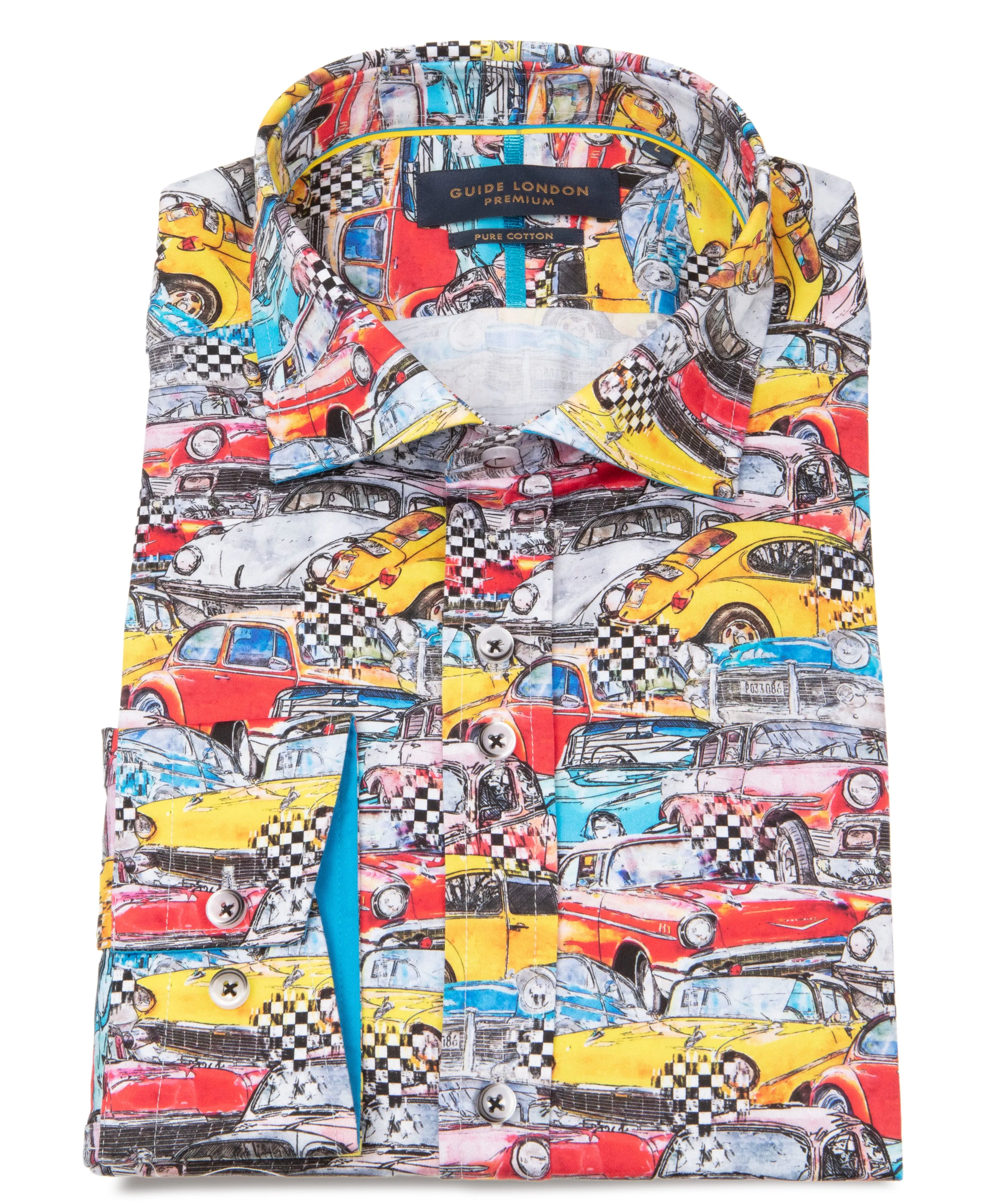 Guide London - Cotton Sateen Shirt - Multi/Cars