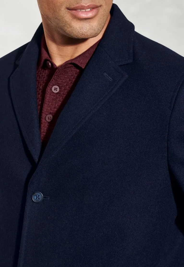 Hutchinson Navy Wool Mix Shortie Overcoat